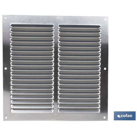 Rejilla de ventilación aluminio 20 x 20 cm, espesor 0,6 mm, color natural.