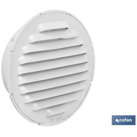 Rejilla de ventilación aluminio blanco Ø10 cm con mosquitera y empotramiento