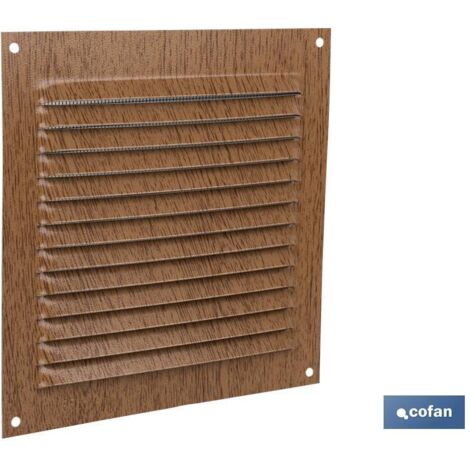 REJILLA DE VENTILACIÓN ALUMINIO MADERA CON MOSQUITERA 15 X 15 CM