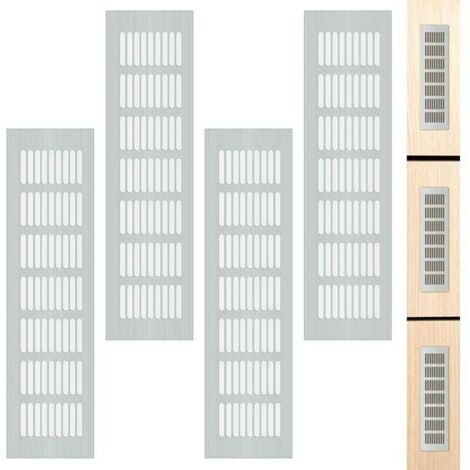 Rejilla de ventilación de 4 piezas, rejilla rectangular para gabinetes, puertas, zapateros y ventilación de aluminio que ayuda a ventilar sus muebles, rejilla de escape de aire (8×30)