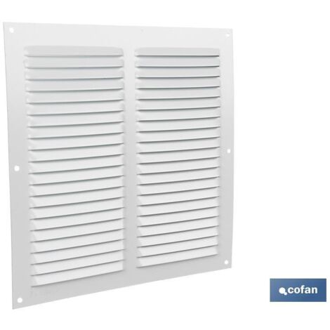 Rejilla de ventilación de aluminio blanco 25 x 25 cm, espesor 0,6 mm.
