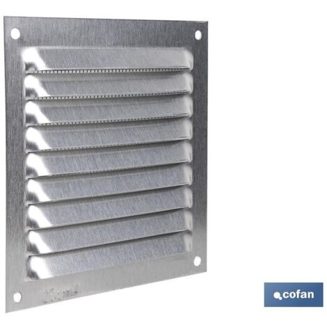Rejilla de ventilación de aluminio con mosquitera 10 x 10 cm y 0,6 mm de espesor