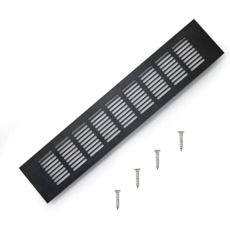 Rejilla de ventilación de aluminio empotrada, rejilla de ventilación en ángulo de 400 mm para ventilación de armarios y dormitorios (negra)