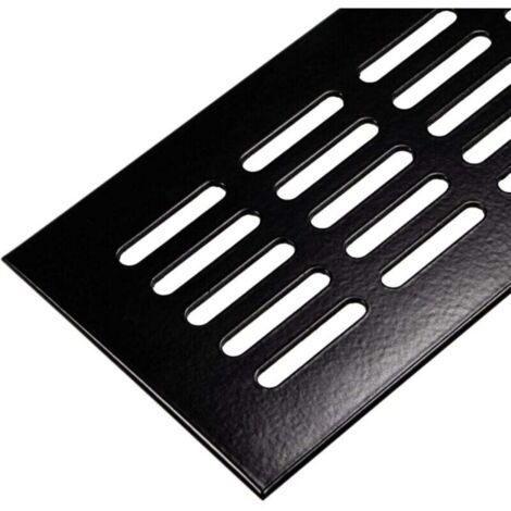 Rejilla de ventilación de aluminio negra para puerta - Rejilla de ventilación cuadrada - 600 x 80 mm - Rejilla de ventilación de aluminio para calefacción - Pared y más
