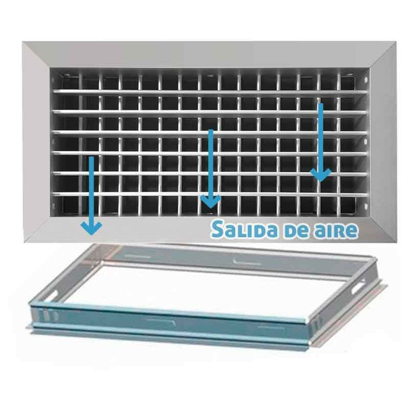 

Bilake - Rejilla de ventilación impulsión doble deflexión plata mate+Marco de montaje Plata mate 400x150 mm - Plata mate