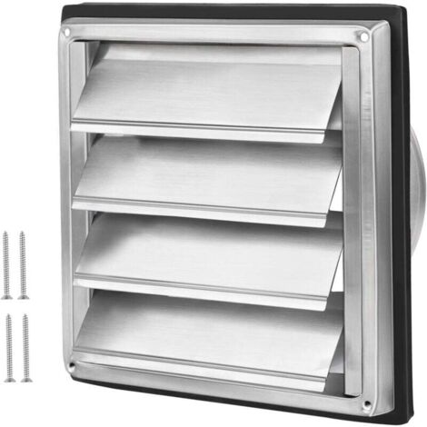 Rejilla de ventilación KZQ de 150 mm con válvula antirretorno, rejilla de acero inoxidable con lamas móviles y rejilla de lamas para campana extractora de Ø150 mm.