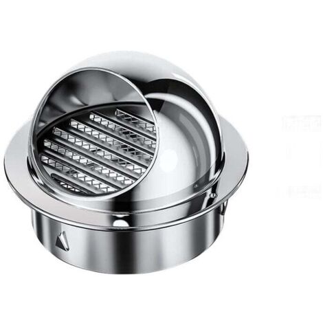 Rejilla de ventilación redonda, cubierta de rejilla de ventilación, conducto de ventilación, rejilla de ventilación de acero inoxidable con mosquitera, 100 mm (1 pieza)