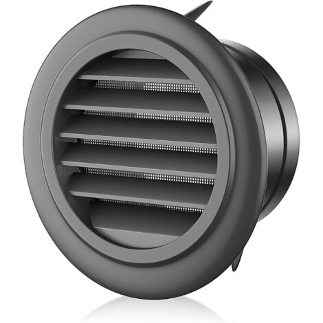 Rejilla de ventilación redonda de 7,6 cm (3 pulgadas) con elegantes aletas de ventilación, cubierta de escape redonda de ABS negro
