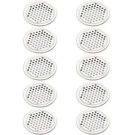Rejilla de ventilación redonda de acero inoxidable (20 unidades), para armarios, armarios, muebles de cocina, ranuras de ventilación (53 mm)