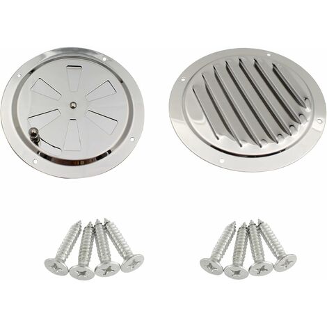 Rejilla de ventilación redonda, Rejilla de ventilación redonda ajustable ,Rejilla de ventilación de aire de acero inoxidable 316 redonda de 125 mm de 2 piezas - Plata