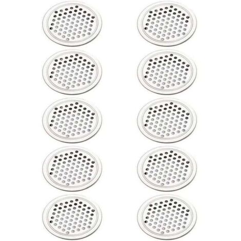 Rejilla de ventilación redonda Ulisem de acero inoxidable (20 unidades) para armarios, armarios y muebles de cocina (53 mm)