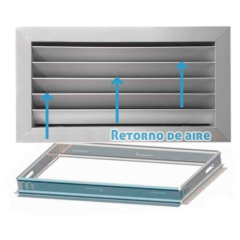 

Bilake - Rejilla de ventilación retorno plata mate + Marco de montaje Plata mate 300x100 mm - Plata mate