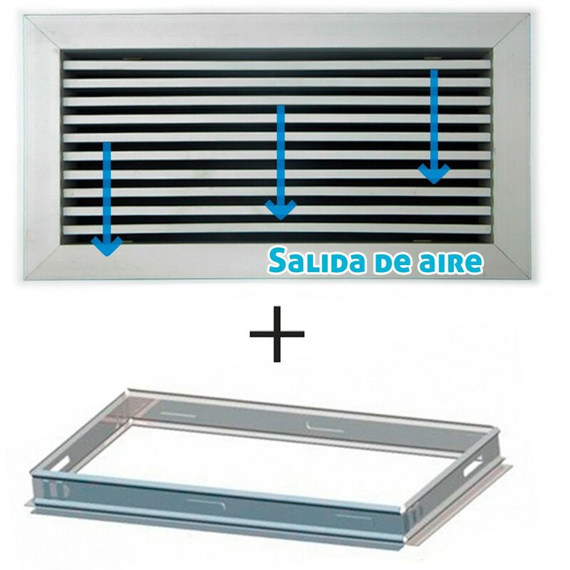 

Salvador Escoda - Rejilla lineal inclinación 0º plata para aire acondicionado + marco de montaje 400x75mm