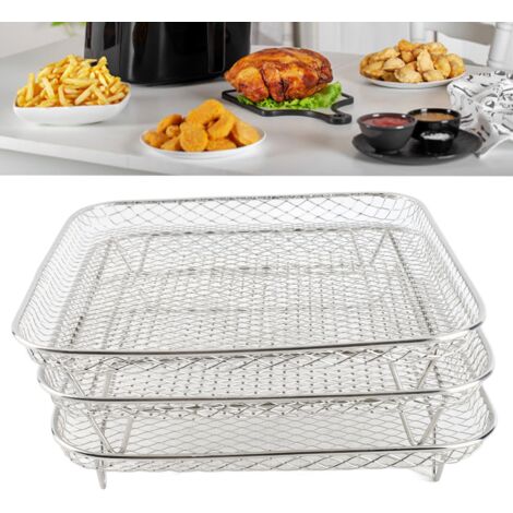 Rejilla para freidora [3 niveles][SUS304][385 g] - Rejilla de acero inoxidable apta para lavavajillas para freír, asar a la parrilla y hornear.