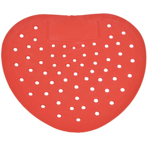 Rejilla para urinario que neutraliza los olores [Forma de corazón universal] Resistente a salpicaduras y olores – Agujeros grandes, modelo de plástico perfumado – 1 unidad