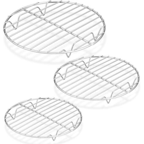 Rejilla redonda para hornear, 3 piezas (7½", 9" y 10½"), rejilla de acero inoxidable para cocinar al vapor, compatible con freidoras de aire ollas a presión