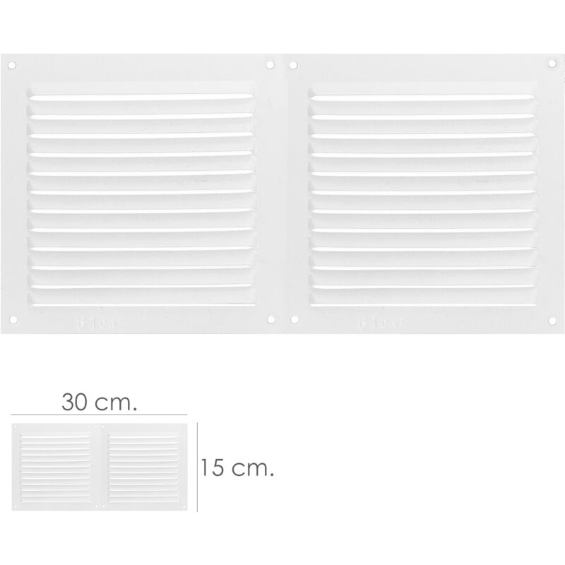 

Rejilla ventilacion atornillable doble 30x15 cm. color blanca