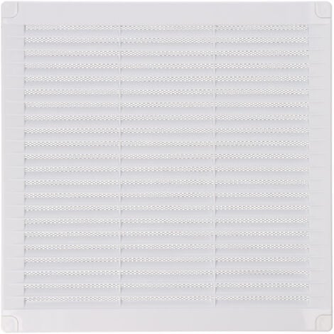 REJILLA VENTILACIÓN CUADRADA CON TAPONES Y MOSQUITERA 250x250x7mm ABS BLANCA