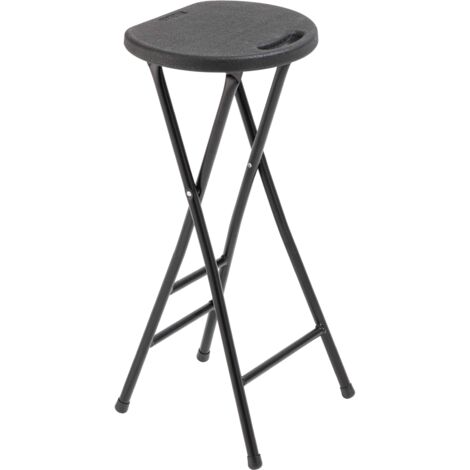 Rekkem – Lot de 10 tabourets hauts pliants noirs – Structure acier époxy – Assise en polyéthylène haute densité – Charge max 100 kg