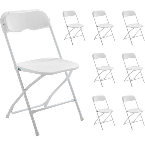 Rekkem – Lot de 8 chaises pliantes blanches – Structure acier – Assise en PEHD – Usage intérieur/extérieur – Charge max 110kg