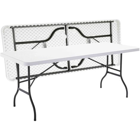 Rekkem – Table extensible pliante 8 places – Structure en acier époxy – Plateau en polyéthylène haute densité – Dimensions 180 x 74 x 75 cm