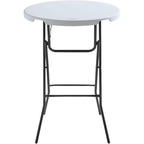 Rekkem – Table mange-debout pliante blanche 80 cm diamètre – Hauteur 110 cm – Structure en acier époxy – Plateau en polyéthylène haute densité