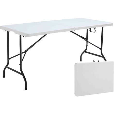 Rekkem – Table pliante extensible 152 x 70 cm – Structure en acier époxy – Plateau en polyéthylène haute densité – Charge max 120 kg – 6 places assises