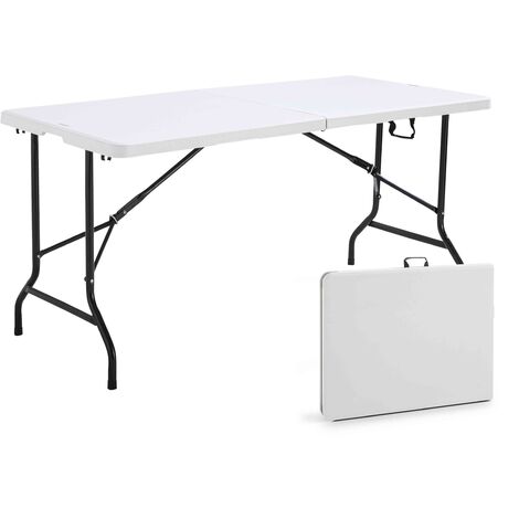 Rekkem – Table rectangulaire 6 personnes 162 cm – Pliable avec poignée de transport – Structure acier époxy – Plateau polyéthylène haute densité