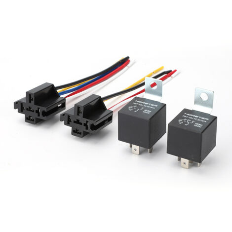Relais à dos en fer 40A 12V 4 broches 5 broches avec douille, universel pour camions, voitures, climatiseurs, phares, klaxons, fil de cuivre pur, dos en fer, 12V - 5 broches avec douille, verrouillage