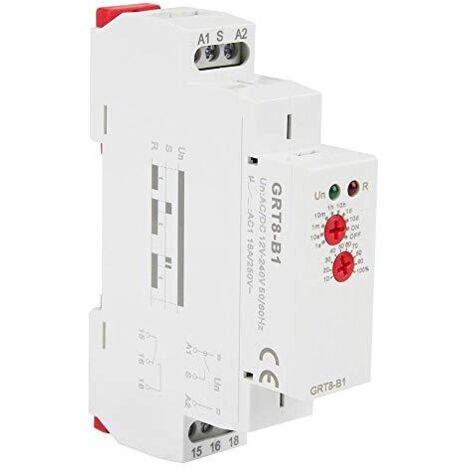Relais à Retardement - GRT8-B1 AC/DC12-240V Relais Temporisé Multifonction, Mini Relais de Temporisation - M1 Montage sur Rail DIN 10 Fonctions Indicateurs LED pour Équipement Industriel
