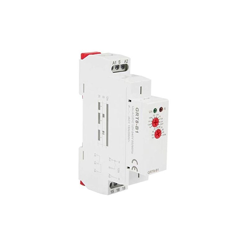 Relais à Retardement - GRT8-B1 AC/DC12-240V Relais Temporisé Multifonction, Mini Relais de Temporisation - M1 Montage sur Rail din 10 Fonctions