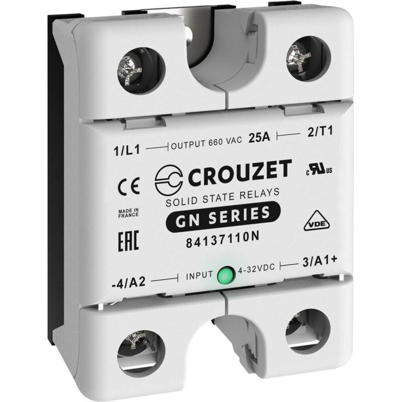 Relais à semi-conducteurs 84137110N 25 a Tension de contact (max.): 660 v/ac à commutation au zéro de tension 1 - Crouzet