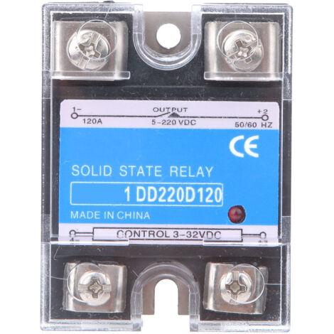 Relais à semi-conducteurs DC SSR entrée 3-32VDC charge 5-220VDC relais de contrôle (120A)