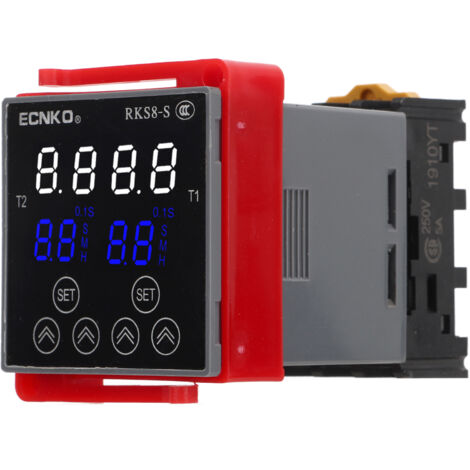 Relais à Temporisation Multifonction avec Affichage LCD, Base Incluse, 1 Cycle Marche/Arrêt, Délai Réglable 0.1S à 99H pour AC220V