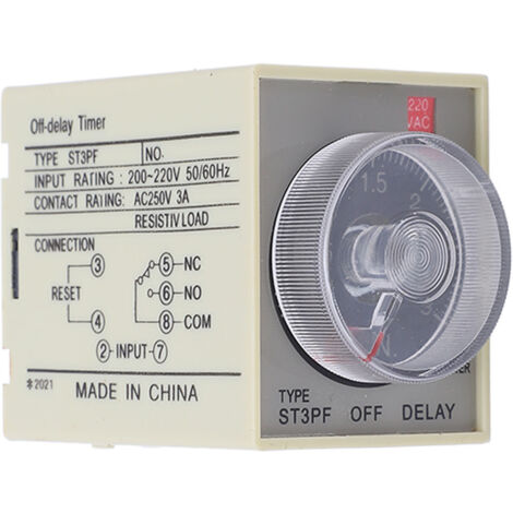 Relais à Temporisation ST3PF avec Arrêt Retardé de 3 Minutes, Commande par Bouton-Poussoir, Haute Précision, 200-220V AC