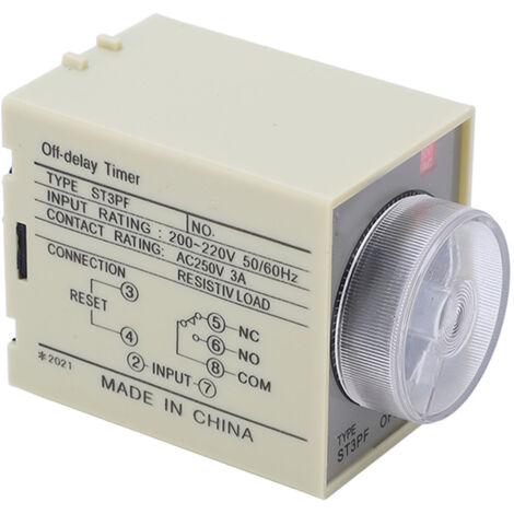 Relais à Temporisation ST3PF avec Arrêt Retardé de 6 Minutes, Commande par Bouton-Poussoir, Haute Précision, 200-220V AC