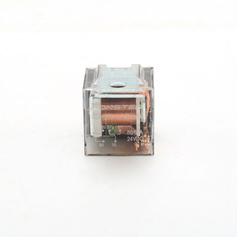 Relais automobile à double contact transparent 80A 12V/24V, normalement ouvert, à contact unique à cinq broches, 80A-24V.