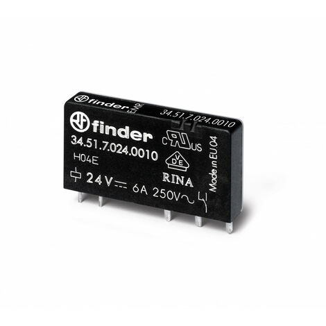 Relais CI 1RT 6A 24V DC sensible faible épaisseur AgNI + Au horizontal FINDER 345170245019