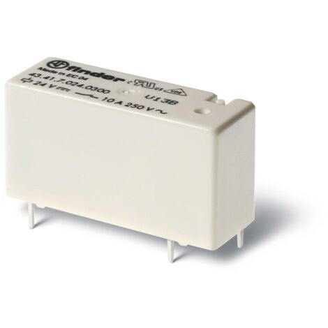 Relais circuit imprimé bas profil 1NO 10A 24V DC sensible AgNi + Au FINDER 434170245300