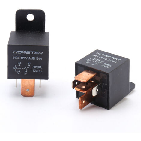 Relais convertisseur normalement ouvert 80 A, 12 V, à quatre ou cinq broches, avec support plastique, pour véhicules à énergies nouvelles.