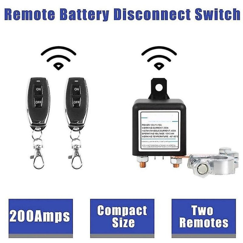 Relais de commutation de batterie universel 12 v 200 a Télécommande sans fil intégrée Déconnexion Coupure Isolation