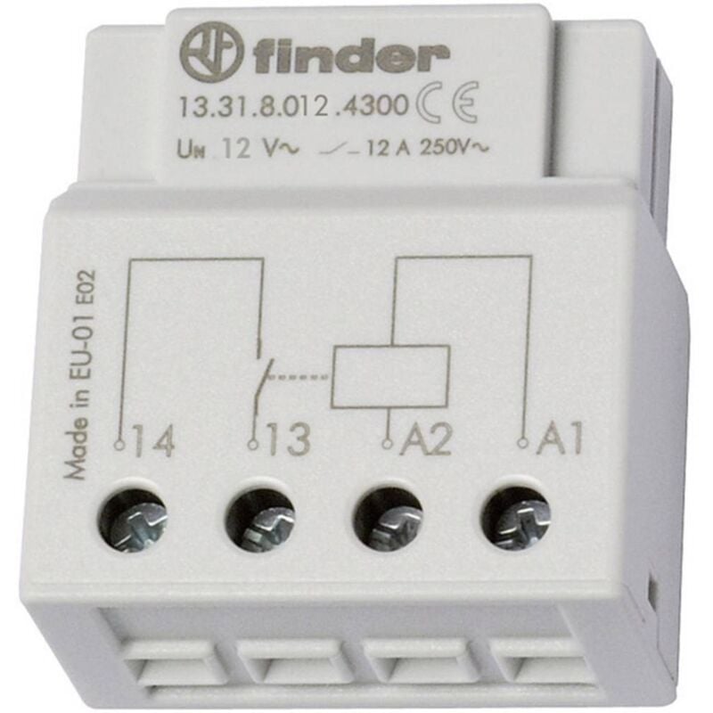 Relais de commutation pour encastrement Finder 13.31.8.012.4300 1 no (t) 12 v/ac 12 a 1 pc(s)