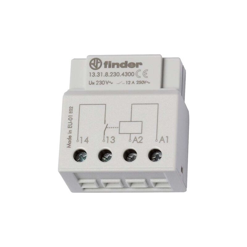 133182304300PAS relais à encastrer en boîte/derrière boîte à boutons 1 no 230 vac 12 a sous 250 VAC1 - Finder
