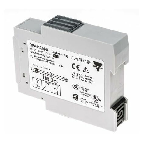 Relais de contrôle de réseaux triphasés Carlo Gavazzi série DPA01, triphasé, 1 RT ( Prix pour 1 )
