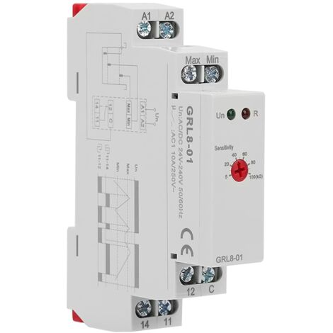 Relais de Contrôle Niveau Liquide, Contrôleur de Niveau d'Eau GRL8-01, 10A AC/DC 24V-240V