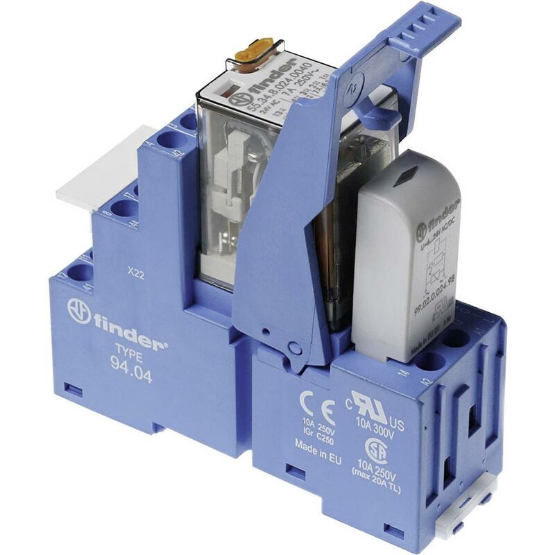 Finder - 58.34.8.230.0062 Module relais Tension nominale: 230 v/ac Courant de commutation (max.): 7 a 4 inverseurs (rt) 1 - noir