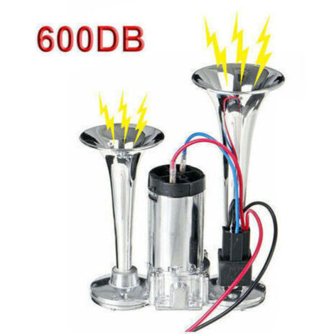 Relais de klaxon d'air de pompe électrique jointe à double tube 600DB, électrovanne électrique à double klaxon 12V haut-parleur super fort pour voiture SUV camion van RV bateau