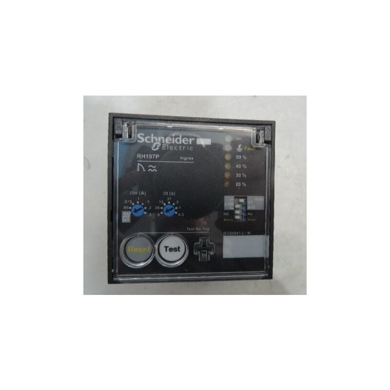 Relais de protection différentiel 1F 380V 415V ca réglable 30mA-3A format 72X72X92mm vigirex RH197P Schneider Electric 56508