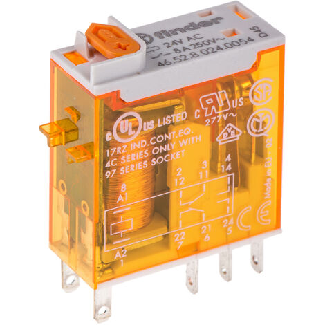 Relais de puissance Finder 46 Series, 2 RT, bobine 24V c.a. Montage sur CI 1.2W ( Prix pour 1 )