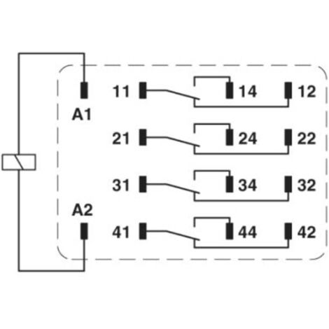 Relais de puissance Phoenix Contact REL-IR4/L- 24AC/4X21, 4 RT, bobine 24V c.a. Montage sur CI ( Prix pour 1 )